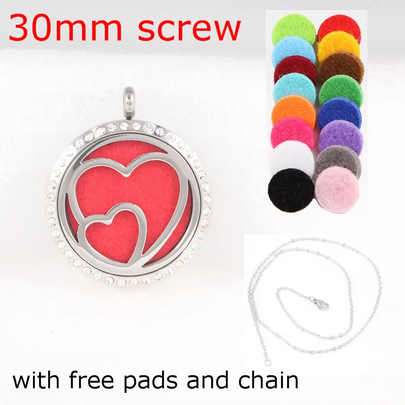 

Screw Crystal Aromatherapy Diffuser Locket Stainless Steel Essential Oil Diffuser Locket Pendant(free chain & pads )