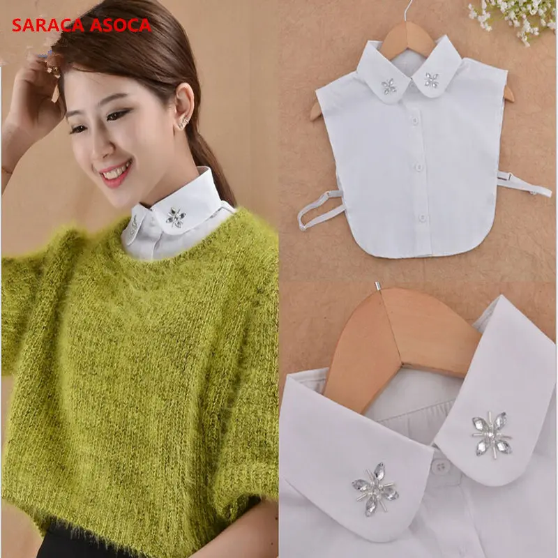 

Wholesale And Retail Fashion Diamond Cotton False Collar Female Free Size Detachable Shirt Collars For Women's B5