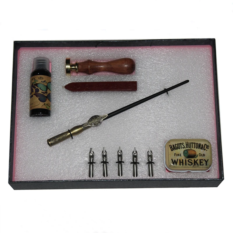 Античная Готическая каллиграфия Dip Pen Set Pilot Parallel английская медная ручка с 1 чернилами 5 наконечниками 1 штамп 1 подарочная коробка