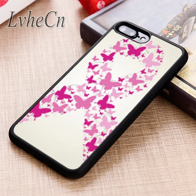 LvheCn розовый чехол для телефона с бабочками рака груди iPhone 5 6 6s 7 8 plus X XR XS max 11 12 Pro