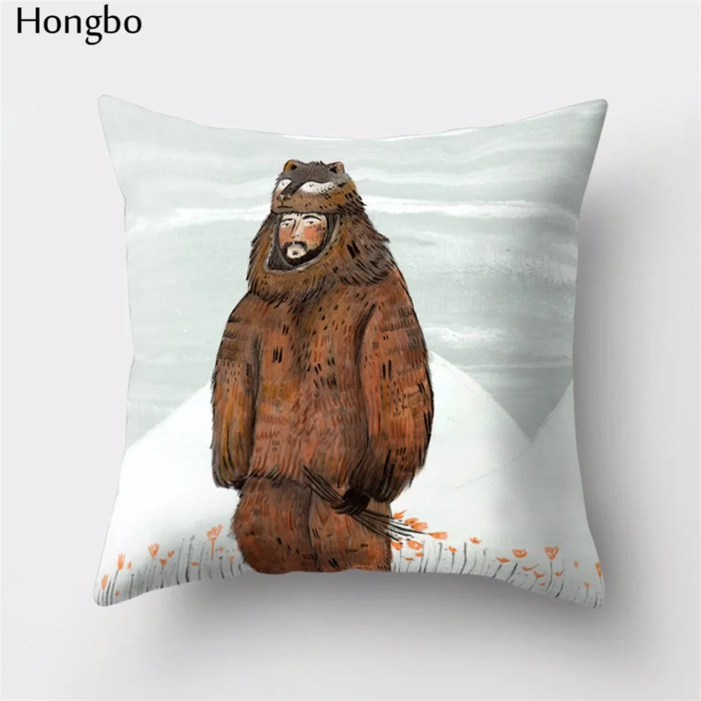 Hongbo 1 шт., милый чехол для подушки с рисунком лисы и медведя, наволочка для кровати, чехол для подушки для автомобиля, дивана, домашнего декора