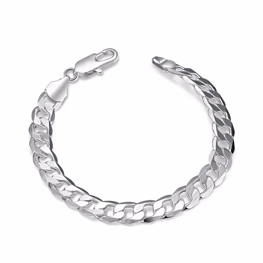 6 мм Для мужчин Браслеты Silver Link Цепи браслет для серебро 925 ювелирные изделия