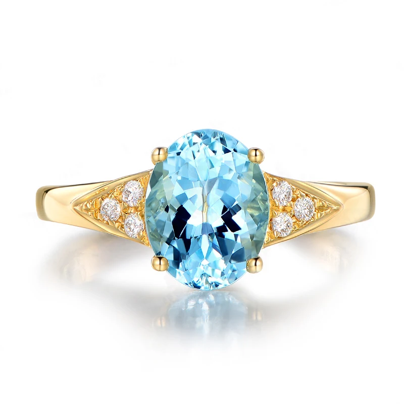 AINUOSHI, 3ct, овальная огранка, топаз, желтое золото, цветное кольцо, 925 пробы, серебро, натуральный голубой топаз, кольцо, хорошее обручальное кольцо для женщин