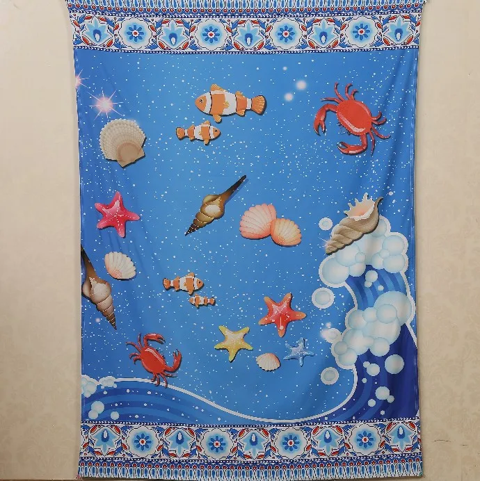 Индийская Мандала прямоугольный океан Парижская башня Череп гобелен настенный