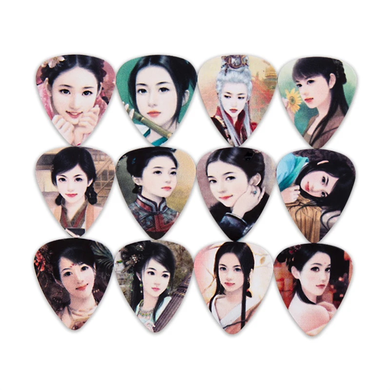 

SOACH 10pcs 0.46/0.71/1.0mm bass guitar pick Instrumento Musical accessories Ancient temperament beautiful picture picks
