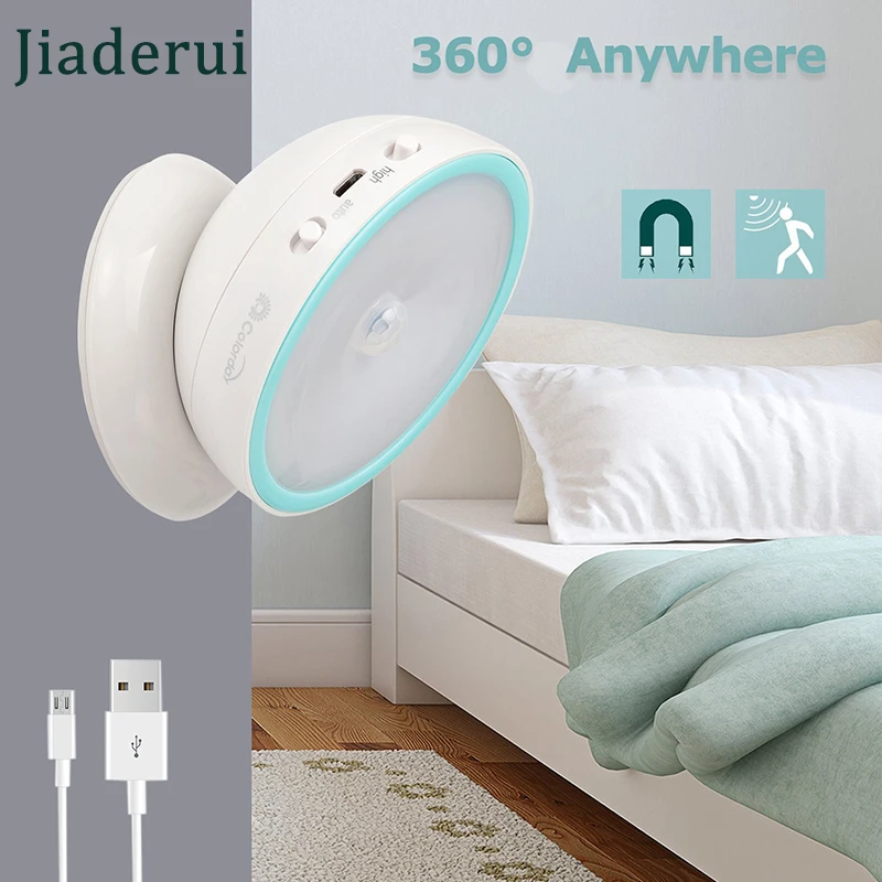 Светодиодный ночник Jiaderui с ИК-датчиком движения зарядка через USB настенный