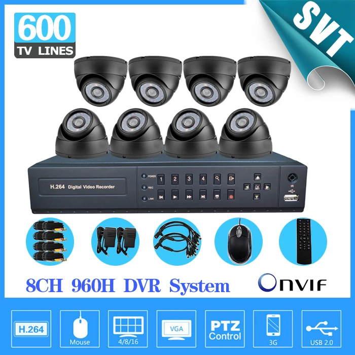 8ch 960 H видеонаблюдения DVR NVR записи Системы ночь день купол безопасности Камера DIY