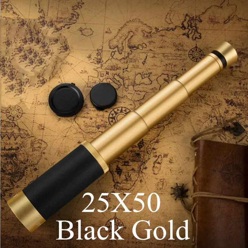 25X50 Black Gold Мощный HD монокуляр 25x30/40/50 мм портативный телескоп Телескопический с изображением персонажа фильма «Пираты Карибского моря» Lll ночного видения морской фонарь для кемпинга - Цвет: 25X50 Black Gold