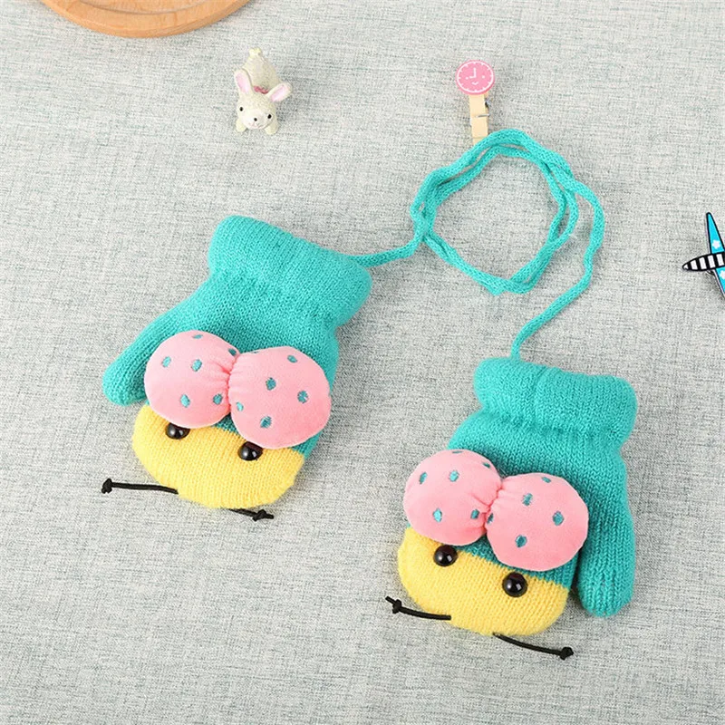 Милые детские перчатки хлопковые мягкие вязаные теплые толстые зимние для