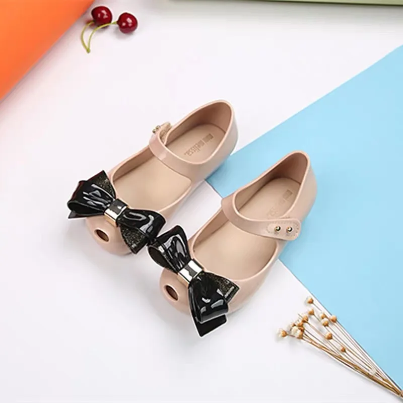 Mini Melissa/Новинка года; оригинальные прозрачные сандалии для девочек; детские сандалии с бантом; детская пляжная обувь; нескользящая обувь для малышей