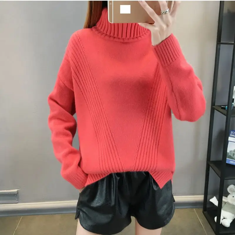Spring Autumn Women Sweater 2018 New Fashion Turtleneck Pullover Solid color Winter Basic Tops Long sleeve Loose NZYD230 | Женская