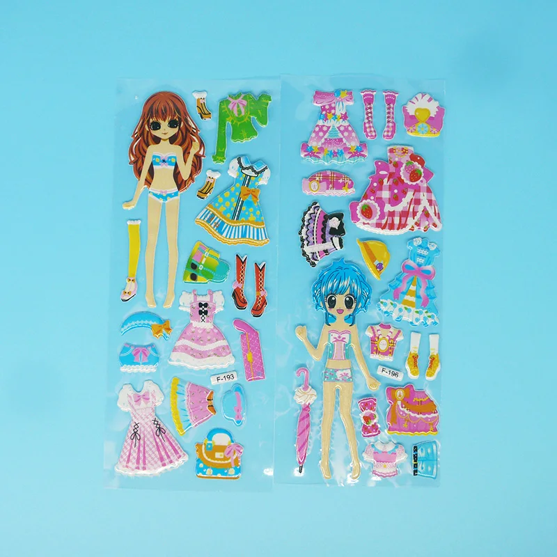 300 листов/партия смешанные Мультяшные наклейки Kawaii 3D пышные Пузырьковые одежда
