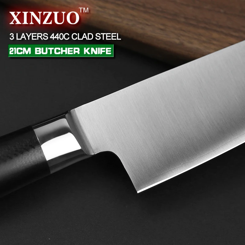 Xinzuo 8 ''Мясник Ножи 3 Слои 440C одетый кованые Сталь китайский шеф повар Кухня