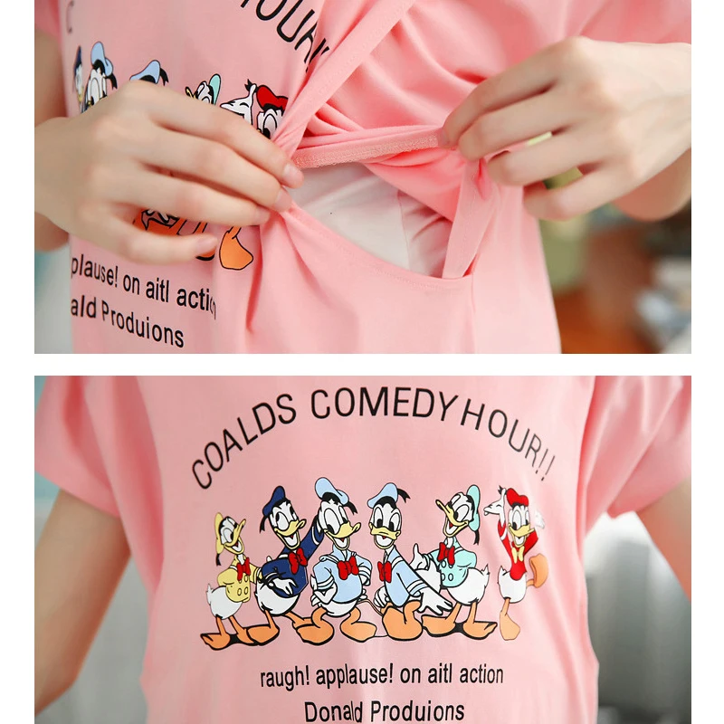 Пижама для кормящих матерей OkayMom хлопковая ночная рубашка беременных и сорочка с