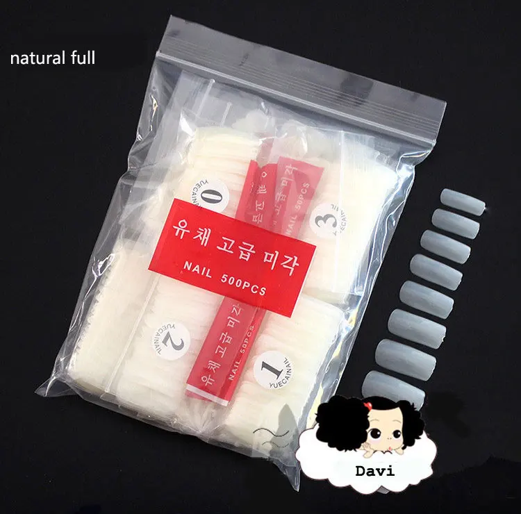 Искусственные накладные ногти прозрачные натуральные белые