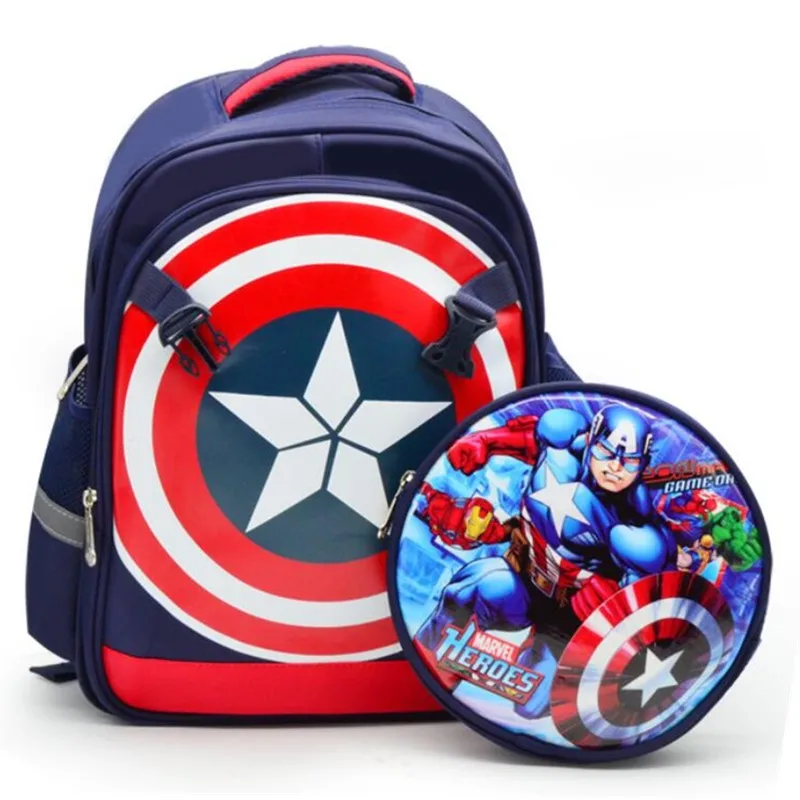 Рюкзак с принтом Капитан Америка для мальчиков школьный рюкзак детей героями