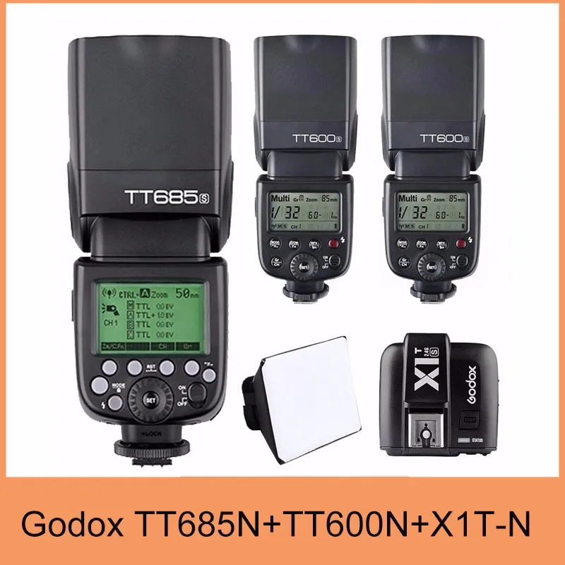 Вспышка Godox TT685N TTL HSS Speedlite для Nikon + 2x TT600 X1T N 2 4G передатчик|flash brake|flash tunnelflash drive ink pen |