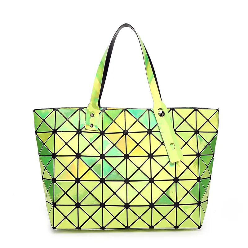ANNRMYRS Лазерная женская сумка Dazzle цвет плед Tote повседневные сумки женские модные складные сумки леди блестки зеркало Saser сумка - Цвет: Green