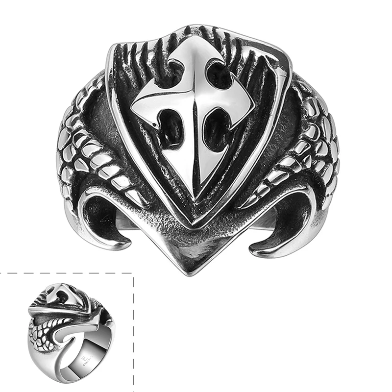 Крест щит Мода ретро мужское кольцо из нержавеющей стали anello uomo Bague Homme