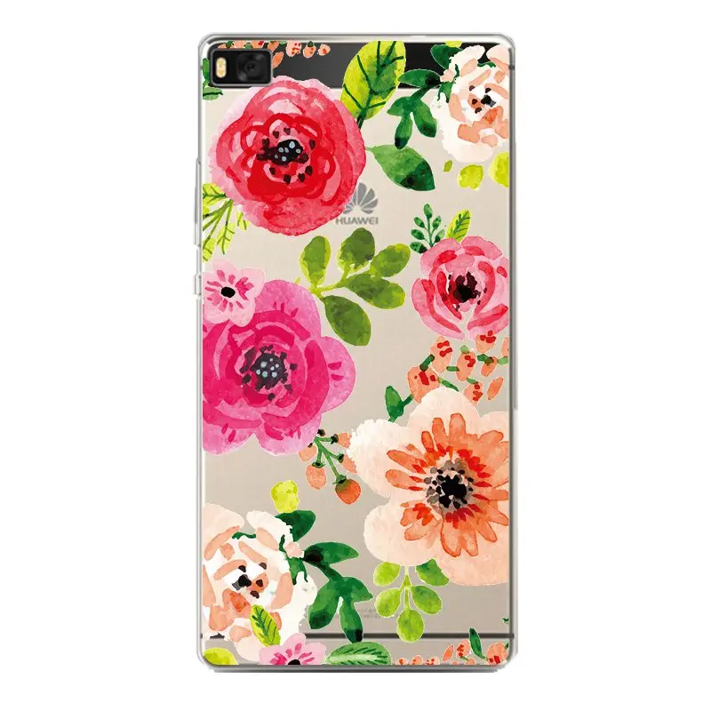 Милый мягкий прозрачный чехол для телефона из ТПУ с цветочным рисунком huawei P10plus P8