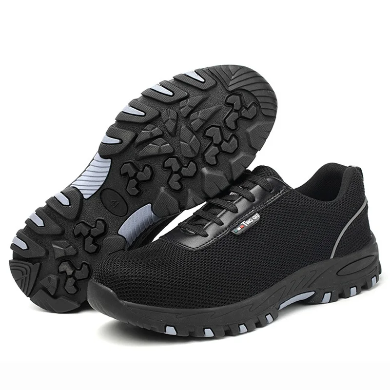 Рабочие ботинки безопасные рабочие обувь со стальным носком дышащая плетеная