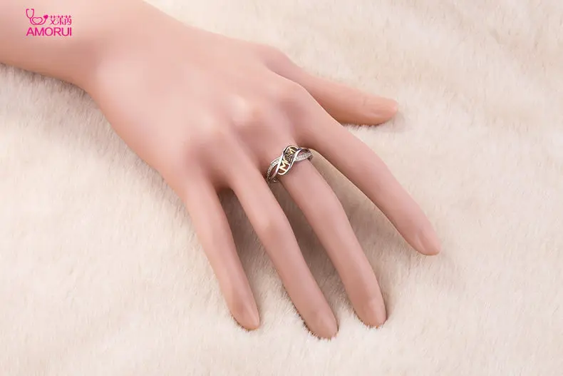 AMORUI Романтический AAA Циркон Любовь ювелирные изделия для мам кольцо Для женщин