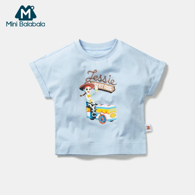 Детская свободная тонкая футболка с коротким рукавом Mini balabala летняя хлопковая