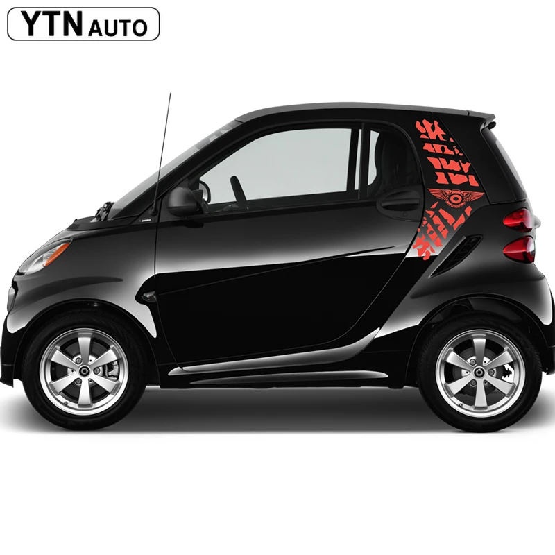 2pc cool tire print styling graphic vinyls car stickers customize for smart mini 2 doors sticke