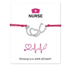 Браслет с узелком для медсестры, 4 цвета, стетоскоп, шапка медсестры, шарм, браслет для женщин, специальный подарок для медсестры, модные украшения