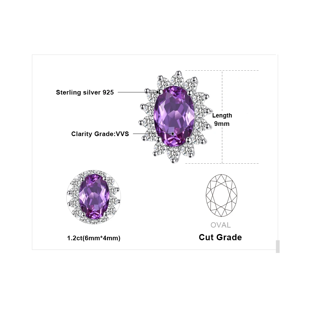 Jewelrypalace Овальный 2.5ct Александрит сапфир Серьги-гвоздики для Для женщин