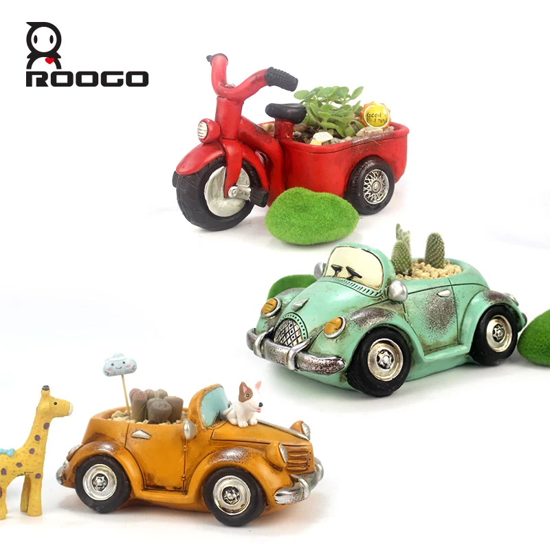 

Roogo Flower Pot Mini Cactus Succulent Pot Ancient Car Plant Pot Garden Pots Home Decor Indoor Room Balcony Office Decorations