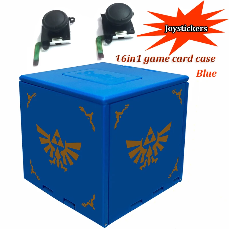 Set 2 Blue case Чехол 16в1 для переключателя kingd портативные игровые карты Жесткий чехол для хранения для игр nintendo Switch+ 3D аналоговые джойстики - Цвет: Set 2 Blue case