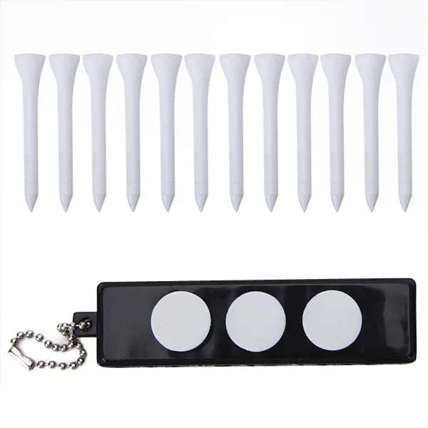 

12pcs Golf Ball Wooden Tees 3 Markers Plastic Tee Holder Carrier White/black New