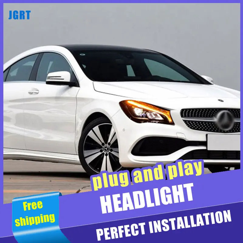 

2PCS Car Style LED headlights for Benz CLA 14-18 for CLA head lamp all LED DRL Lens Double Beam H7 HID Xenon bi xenon lens