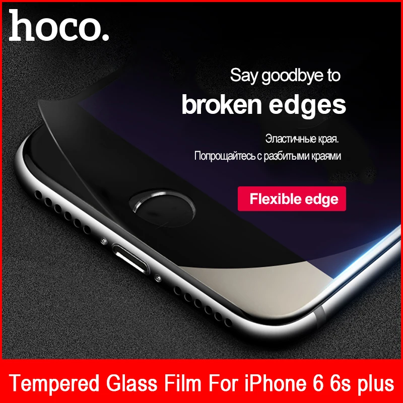 HOCO полное покрытие для стекла, с защитой против царапин пленка для Apple iphone 6 6s белая черная Защитная пленка для iphone 6 6s plus 3D мягкий край