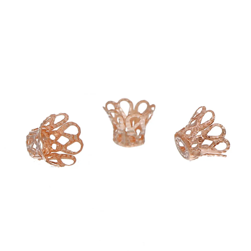 DoreenBeads сплав на железной основе Розовый Золотой филигрань бисер колпачки цветы