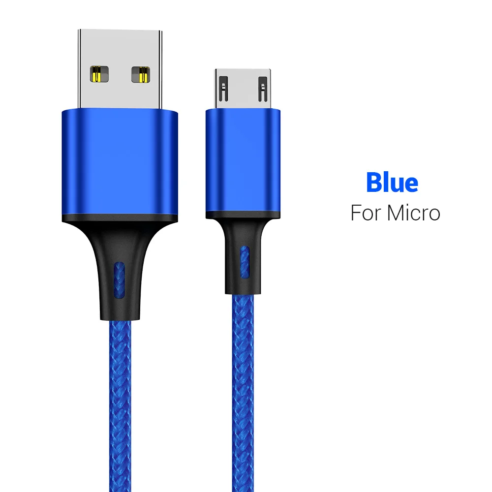 KISSCASE 2,4 A быстрая зарядка Micro USB кабель для samsung Xiaomi huawei нейлоновая оплетка Дата USB кабель Таблица 1 м нейлоновый шнур Кабели - Цвет: Blue