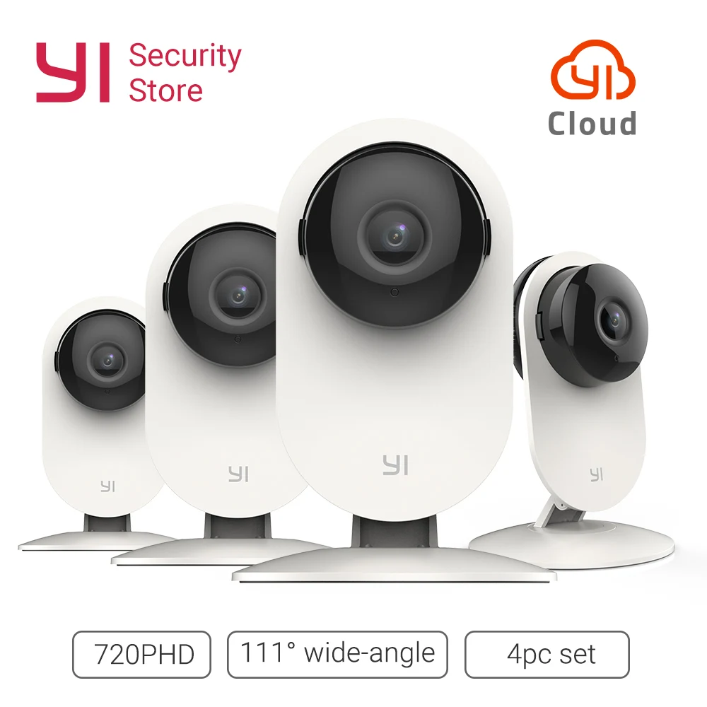 Домашняя камера YI Home Camera 720p 4 шт. 111° широкоугольный объектив Двухсторонняя