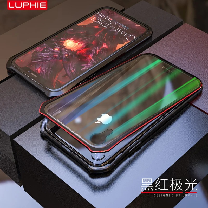 LUPHIE чехол с магнитной адсорбцией для iPhone X, Xr, Xs, Max, чехол из закаленного стекла, задняя крышка для iPhone 7, 8, чехол для телефона 360, чехол