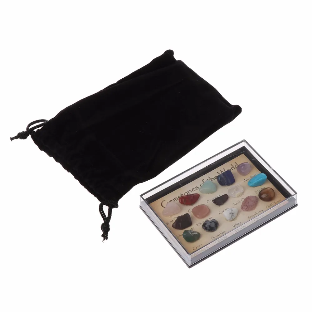 Разноцветные рок коллекция 15 шт. смешанные натуральные минеральные руды образцы с коробкой ювелирные наборы