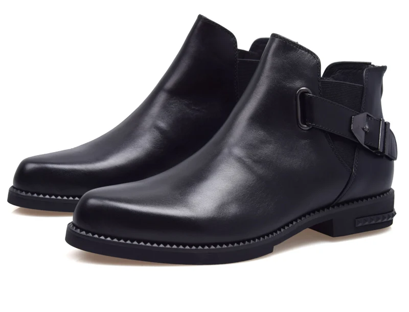 Модные мужские ковбойские ботинки-мартинсы из натуральной кожи с закругленным