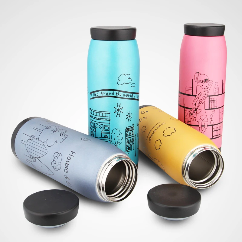 Милая детская чашка для молока из нержавеющей стали Вакуумная бутылка с узором 250