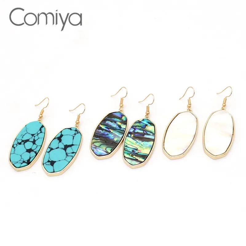 Comiya бренд Висячие серьги для женщин белый цвет камень мозаика Винтажные