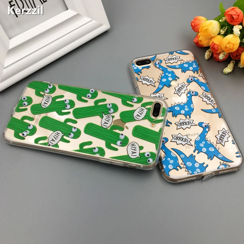Для iphone7 7 plus 3D милый мультфильм двигаться ГЛАЗ большой рот пончик кактус попкорн