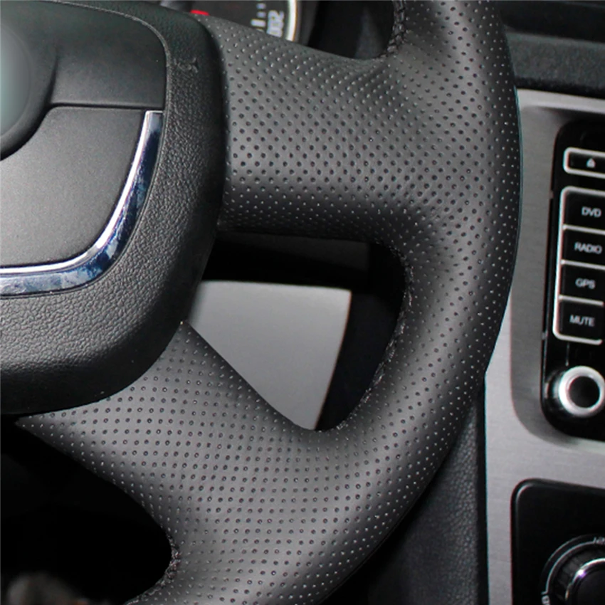 Чехол на руль из черной искусственной кожи для Skoda Octavia 2009-2013 Citigo 2011-2012 Roomster Fabia