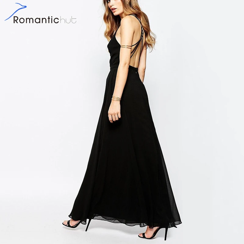 Romantichut Сексуальная V шеи ремень спинки длинное платье макси Для женщин Платья для