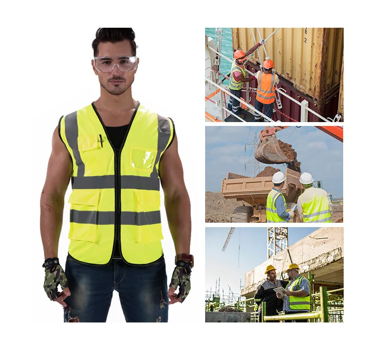 High Visibility Reflective Vest With Strips For Construction Traffic Cycling Working Clothing Safety | Безопасность и защита - Фото №1