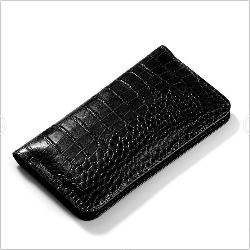 Black Чехол-книжка из натуральной кожи для Xiao mi Pocophone F1 mi 8 A1 A2 Max 3 сумки с текстурой крокодильщика для Red mi Note 5 Plus 4A 4X 5A кошелек - Цвет: Black