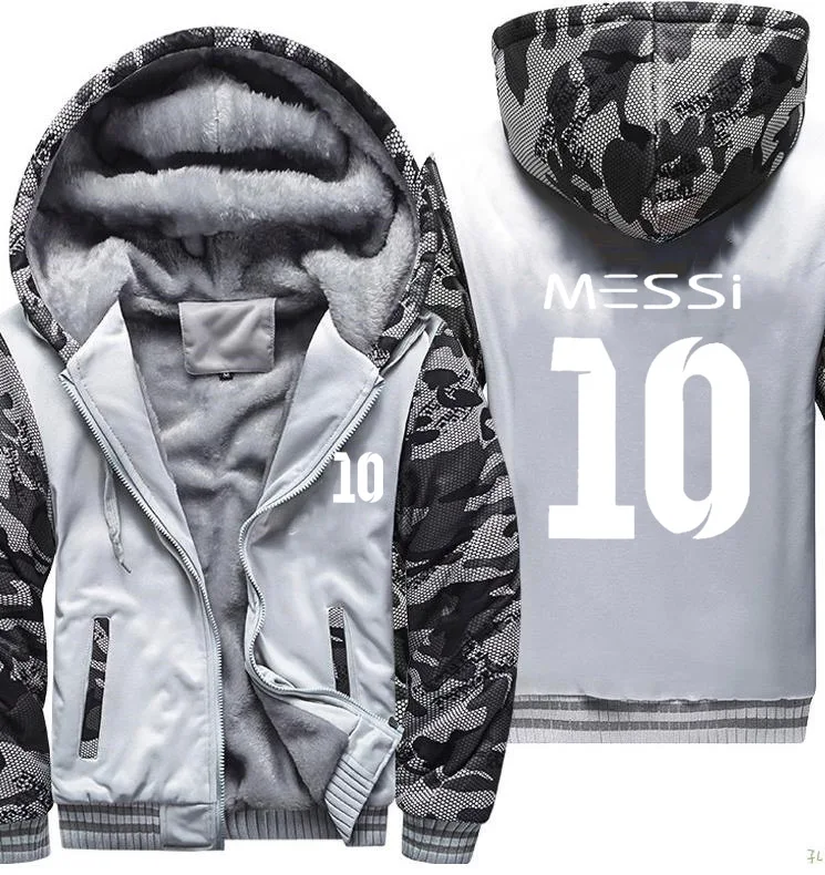 Мужская толстовка Messi 10 с принтом камуфляжные толстовки мужские s Зимние флисовые теплые утепленные куртки спортивные костюмы Хип Хоп harajuku Толстовка мужская