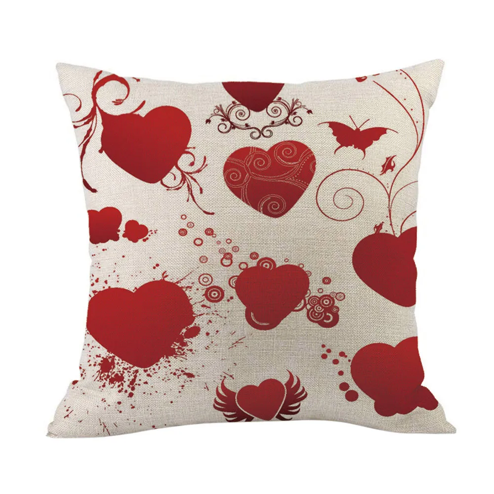 Подушка с надписью Happy Valentines Day 45*45 см, хлопковая льняная Наволочка на День святого Валентина, декоративная наволочка для пары - Цвет: F